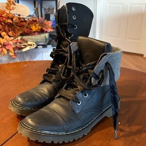 Dr. Martens Black Combat Boots with Gray Accents size 43